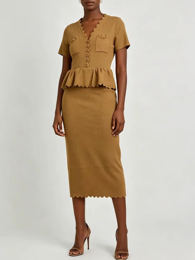 Juliette Knit Collared Skirt Set