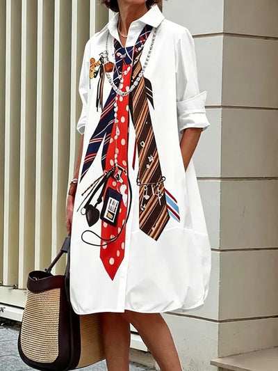 Juliette Scarf Print Shirt Mini Dress