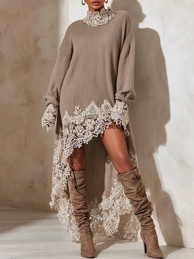Kaia Lace Trim High Low Dress