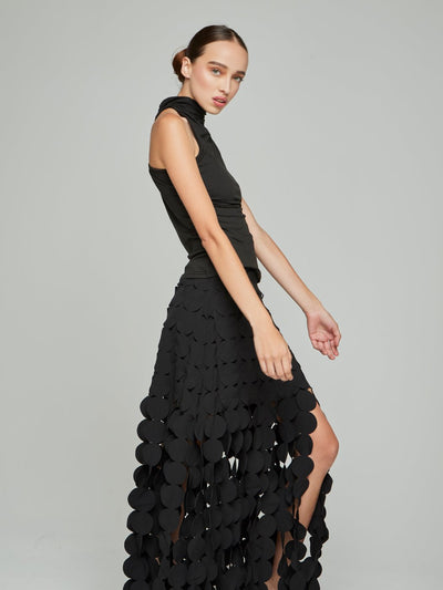 Kassia Fabric Disc Applique Midi Skirt