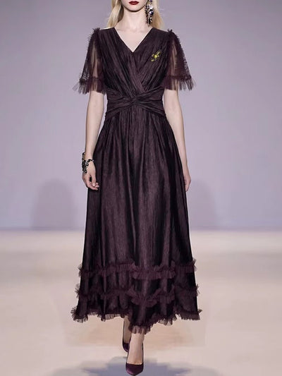 Katerina Draped Wrap Midi Dress