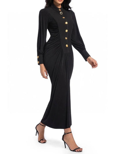 Katherine Drape Buttoned Maxi Dress