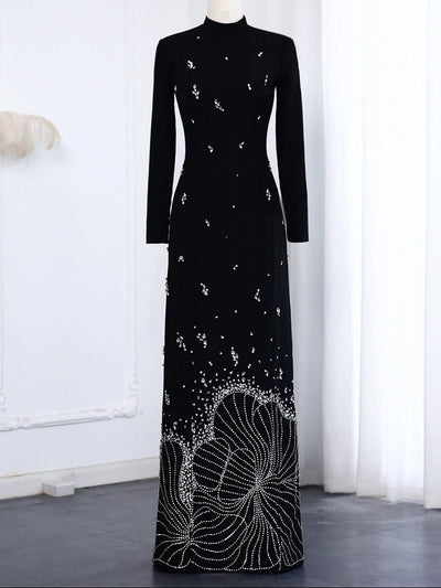 Kyra Crystal Long Sleeves Maxi Dress