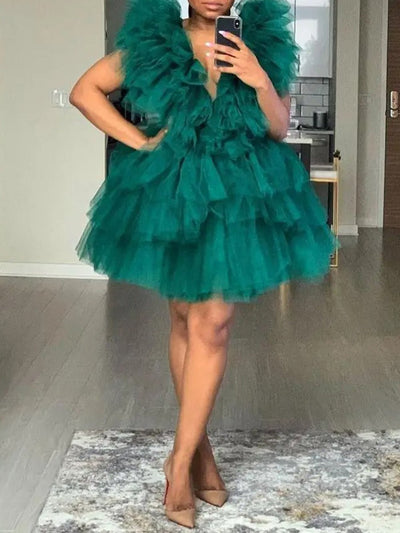 Lavina Tiered Tulle Ruffle Tutu Mini Dress