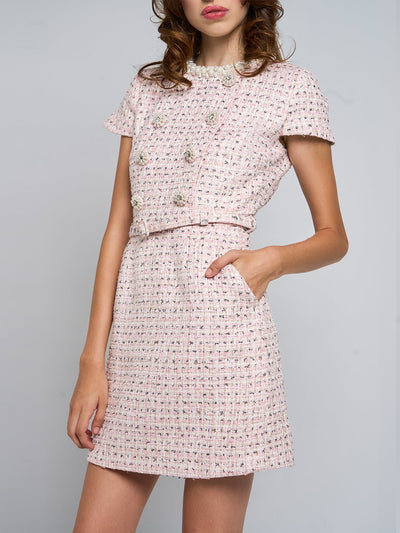 Leigh Short-Sleeve Buttoned Mini Dress