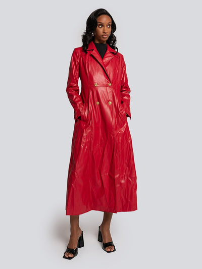 Lillian Double-Breasted Leather Trench Coat