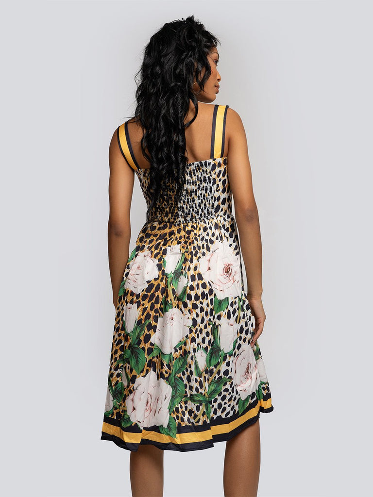 Liora Floral Print Contrast Midi Dress - Glory Connection