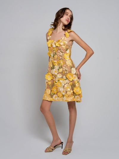 Liora Floral Strapped Flare Mini Dress