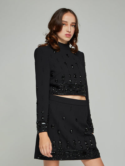 Lola Beaded Cropped Jacket & Mini Skirt Set