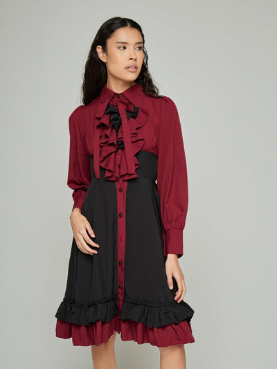 Lolita Victorian Bow Layered Midi Dress