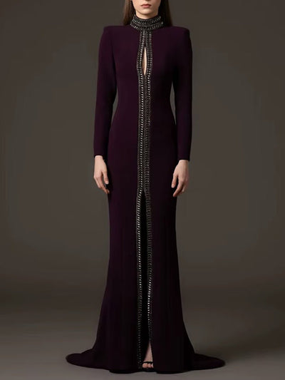 Lucia Crystal Collar Gown Dress