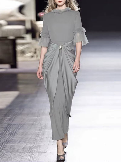 Lucia Draped Tulle Midi Dress