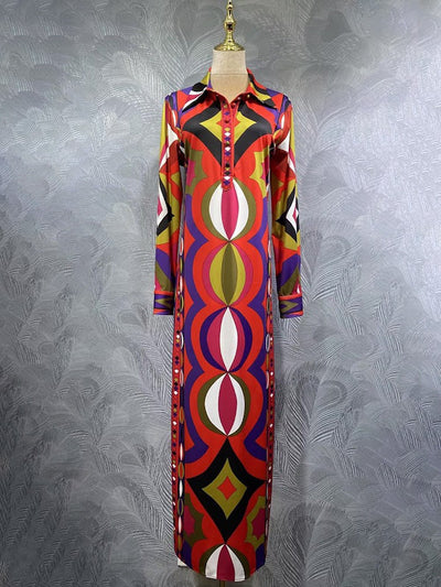 Lucia Geometric Shirt Maxi Dress