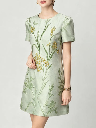 Lucille Botanical Beaded Mini Dress