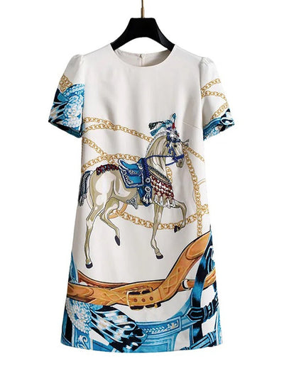 Lucinda Equestrian Print Mini Dress