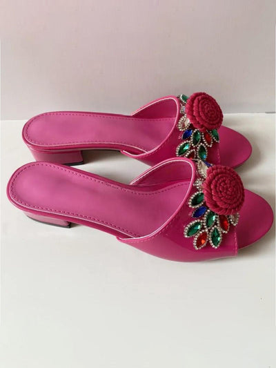 Lucinda Floral Jewel Slide Sandals