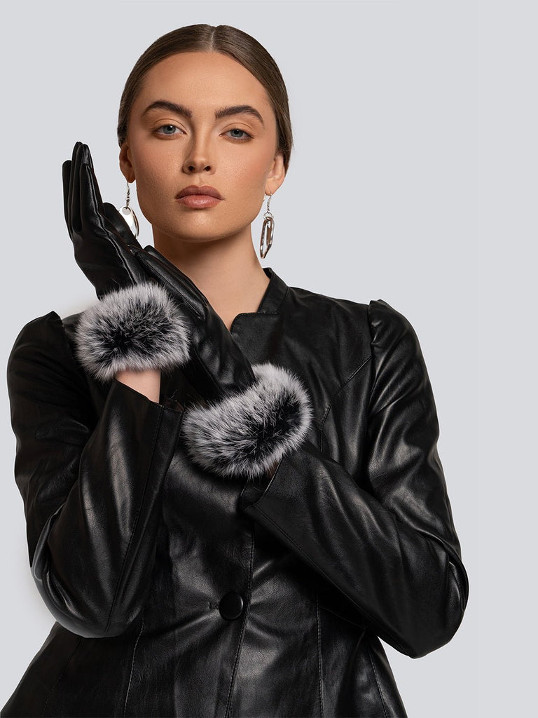 Lyla Faux Fur Cuff Leather Gloves - Glory Connection