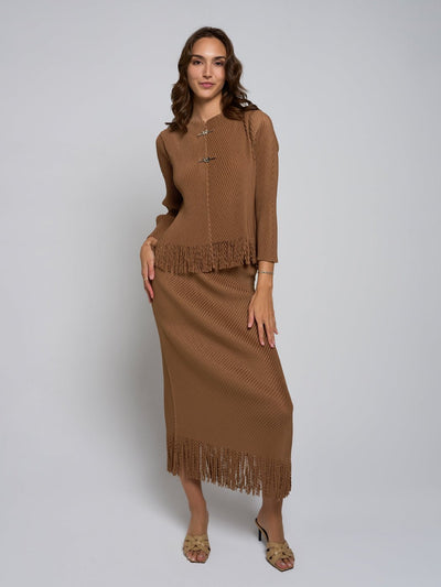 Maddie Fringe Blouse & Maxi Skirt Set