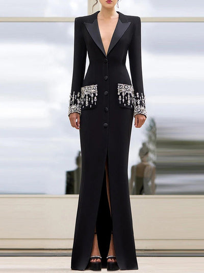 Madison Rhinestone Diamond Maxi Dress