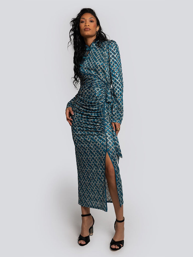 Margot Twist Front Dress Long Sleeve Midi Dress - Glory Connection