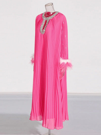 Marina Diamond Neck Pleated Gown
