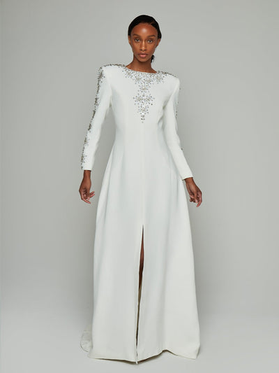Maritsa French Collar Embellished Maxi Gown