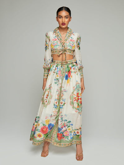 Meera Floral Crop Top & Maxi Skirt Set