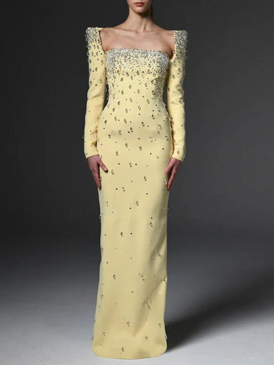 Melina Beaded Square-Neck Maxi Dress