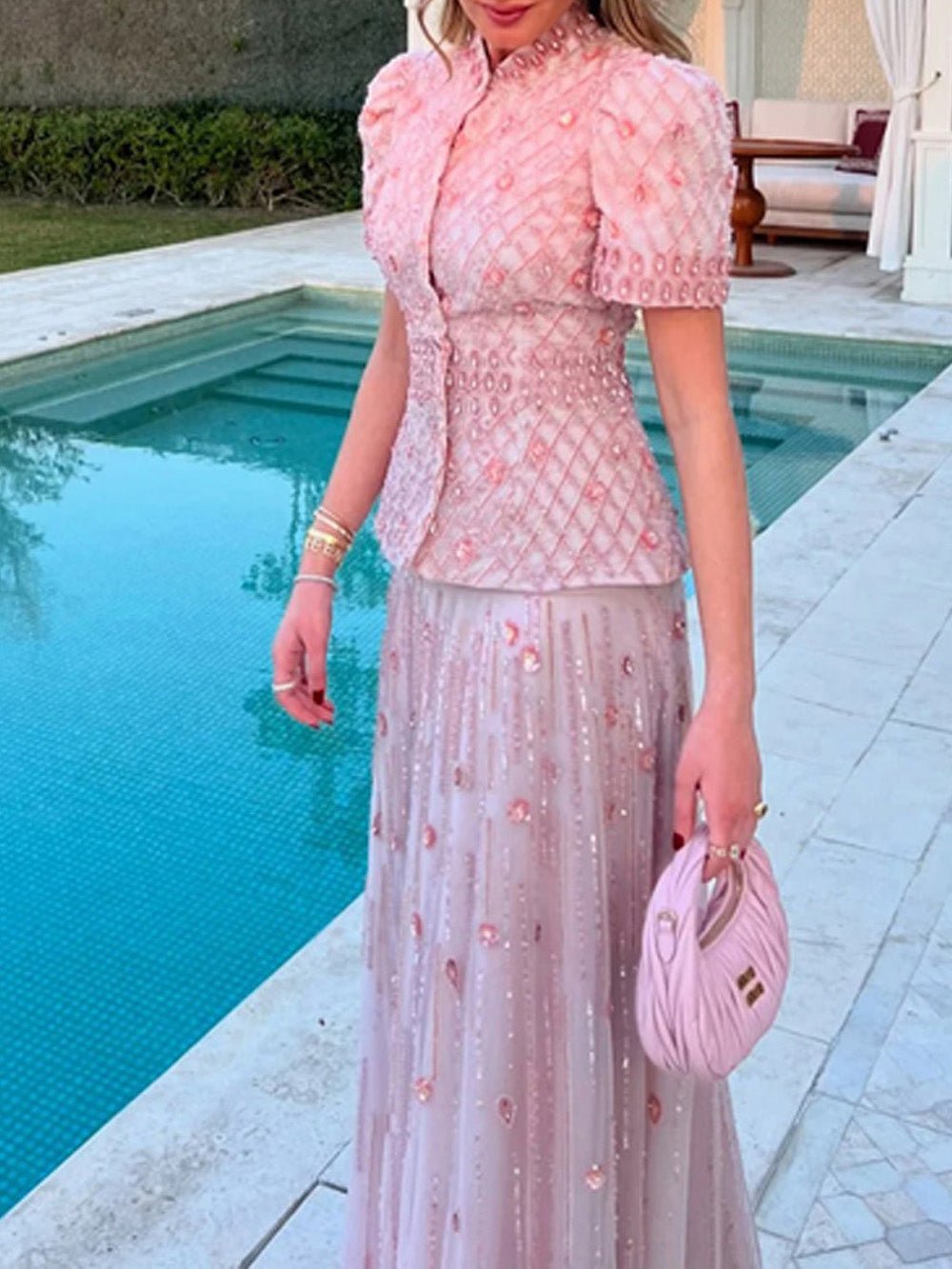 peplum formal dress Merced Crystal Evening Dress, Pink / 4 sticker:new-arrival:2026-04-13:2026-04-20 Ladivine CC2358 Size 16 formal weddings Color:Cider Blossom