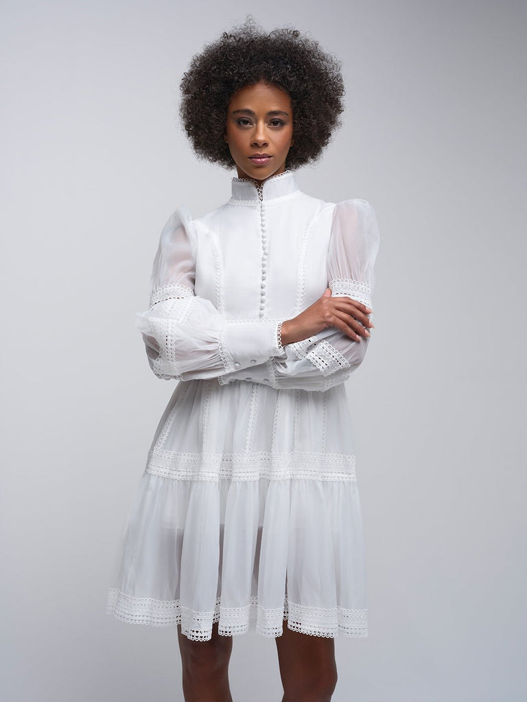 Milla Layered Mesh Sleeve Mini Dress - Glory Connection