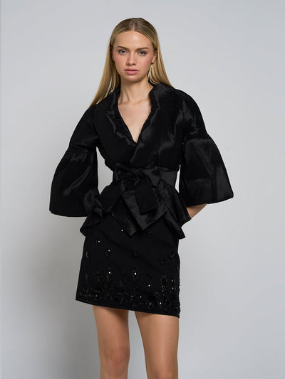 Mira Flare-Sleeved Peplum Blouse