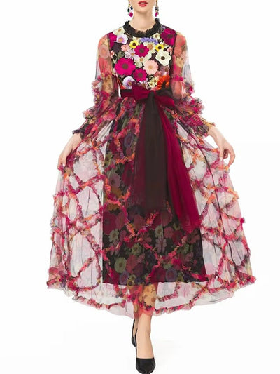 Mirabelle Floral Applique Gown Dress