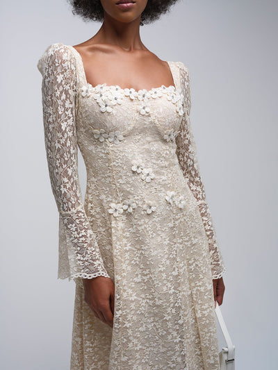 Monique Lace Square Neck Midi Dress