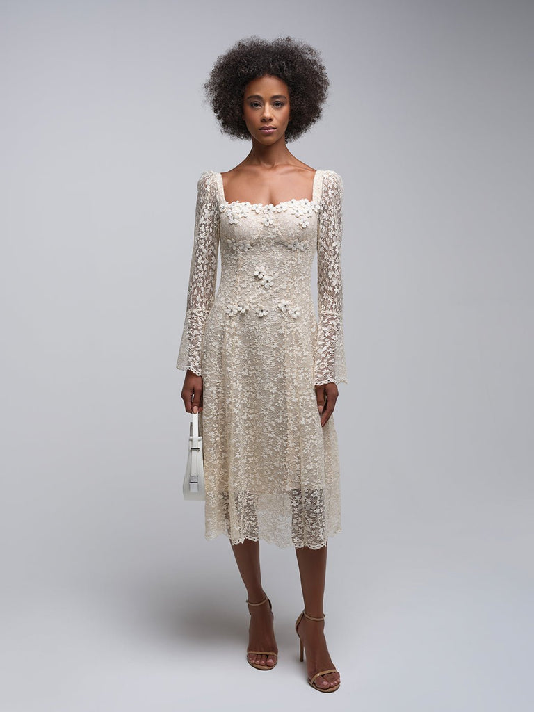 Monique Lace Square Neck Midi Dress - Glory Connection