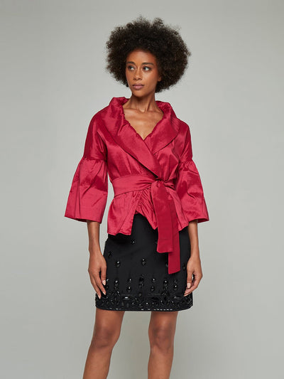 Nesta Petal Sleeves Wrap Blouse