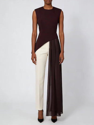 Noelle Asymmetric Sheer Panel Shirt