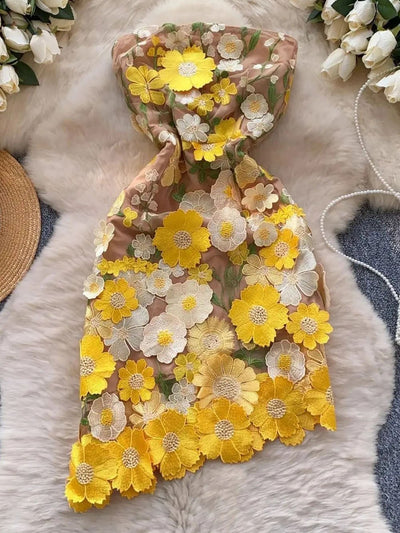 Nora Flower Asymmetric Mini Dress