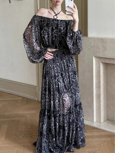 Norah Long Sleeve Top & Skirt Set