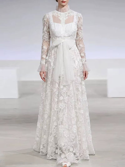 Odette Bow Lace Gown Dress