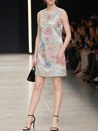 Odette Embellished Floral Shift Dress