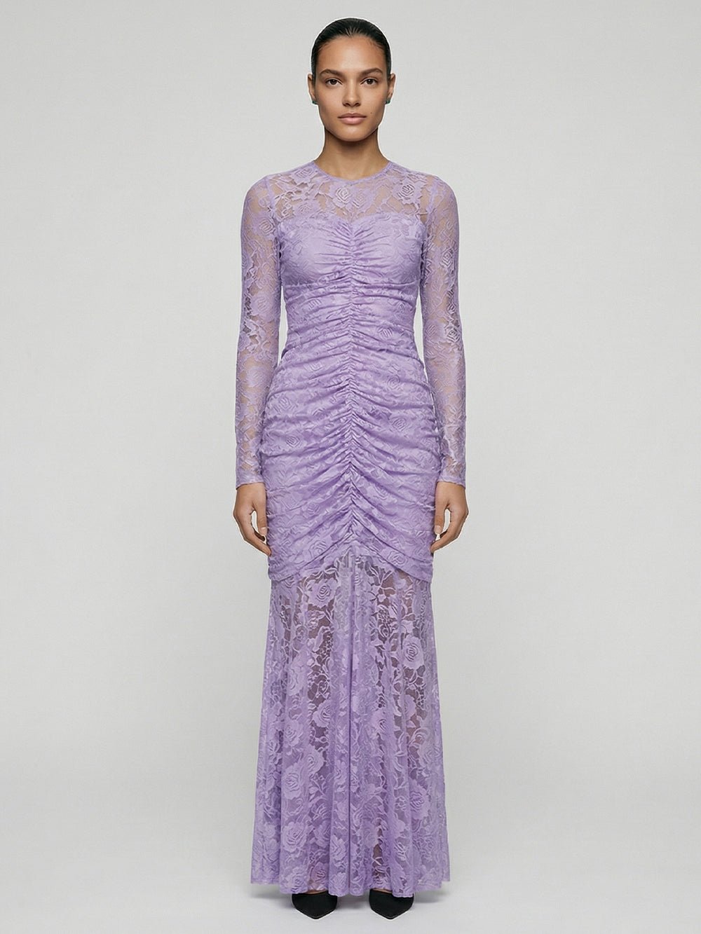 lavender lace maxi dress Odette Dress, Purple / M Size:us8 Women's Neutrals Long Sleeve while the deep V A-Line Skirt with Pockets