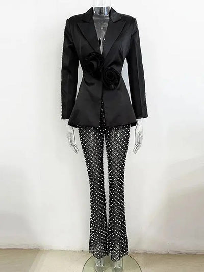 Odette Pearl Mesh Pants Set