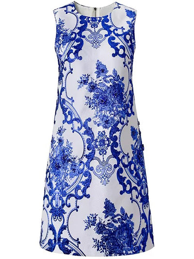 Odette Porcelain Floral Mini Dress