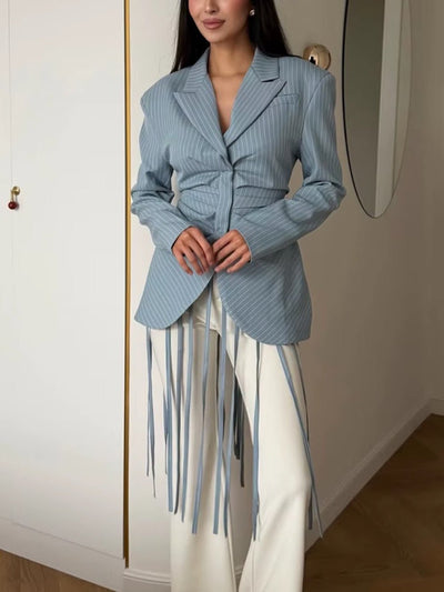 Odette Ruched Fringe Blazer