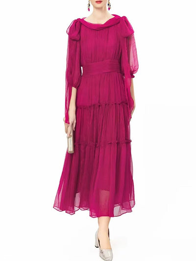 Odette Ruffle Chiffon Maxi Dress