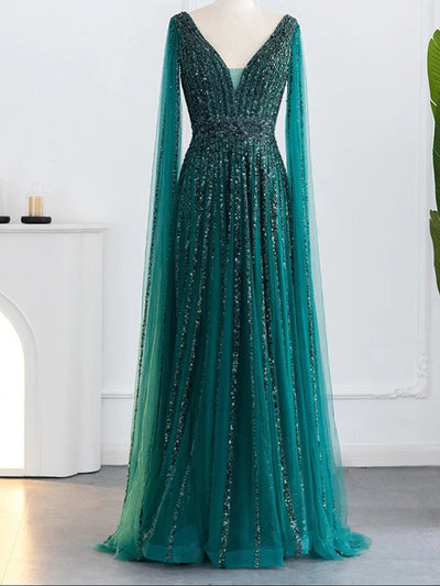 Olivia Cape Sleeves Maxi Dress
