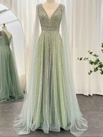 Olivia Cape Sleeves Maxi Dress
