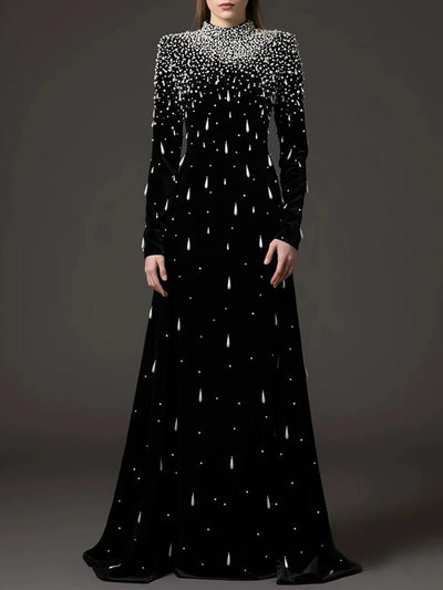 Ophelia Pearl Velvet Maxi Gown