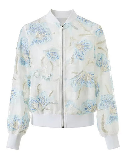 Paloma Embroidered Organza Bomber Jacket