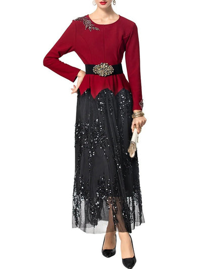 Peyton Long Sleeve Sequin Maxi Dress